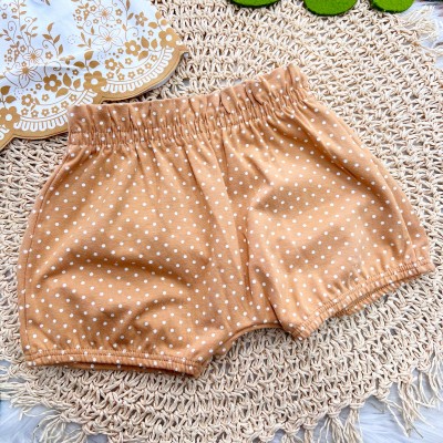 Conj. Batinha com Flores e Short Poá - Areia e Off White
